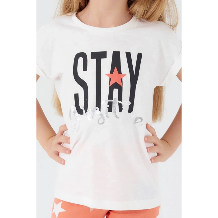 KIZ ÇOCUK BERMUDA TAYT TAKIM - KREM