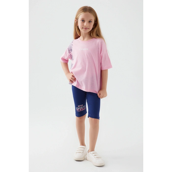 KIZ ÇOCUK BERMUDA TAYT TAKIM - PEMBE