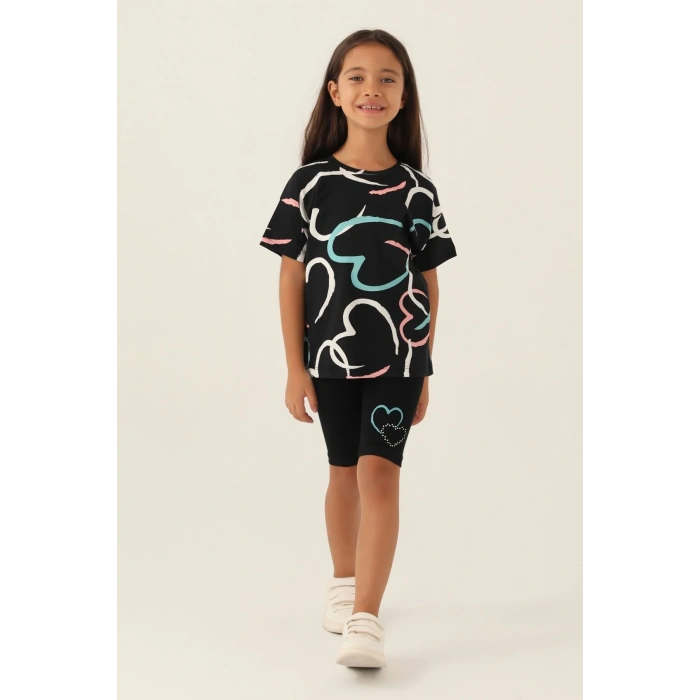 KIZ ÇOCUK BERMUDA TAYT TAKIM - SİYAH