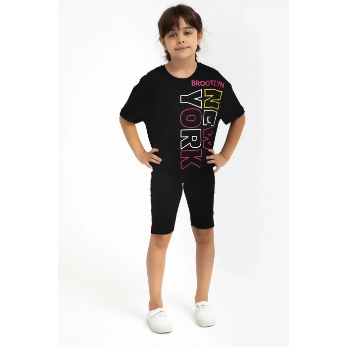 KIZ ÇOCUK BERMUDA TAYT TAKIM - SİYAH