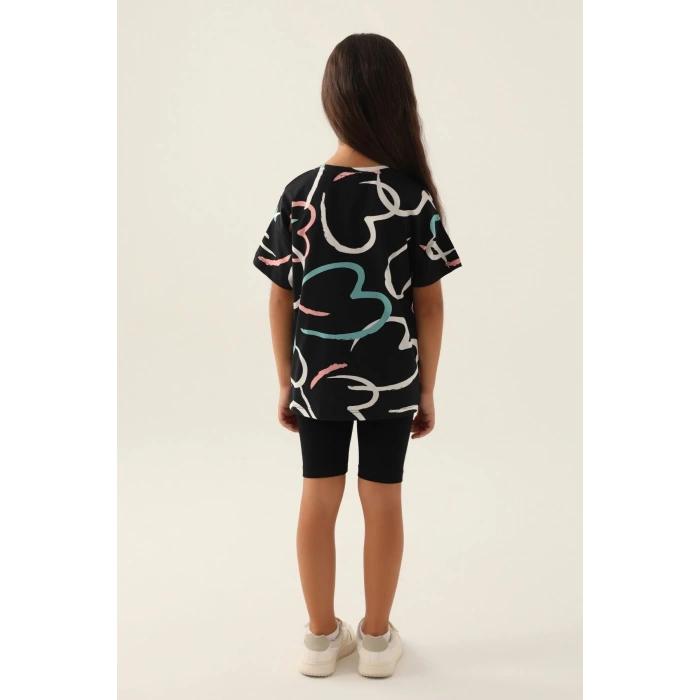 KIZ ÇOCUK BERMUDA TAYT TAKIM - SİYAH