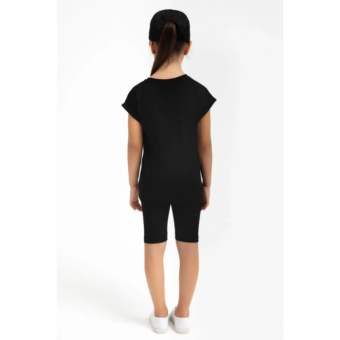 KIZ ÇOCUK BERMUDA TAYT TAKIM - SİYAH