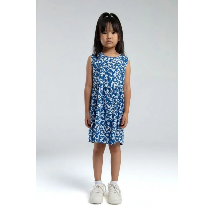KIZ ÇOCUK ELBİSE - BEYAZ/COBALT