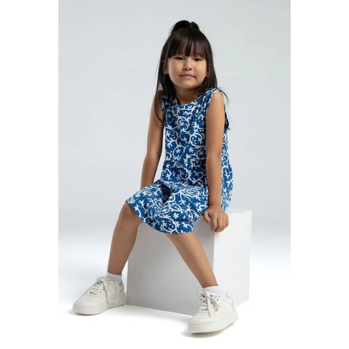 KIZ ÇOCUK ELBİSE - BEYAZ/COBALT