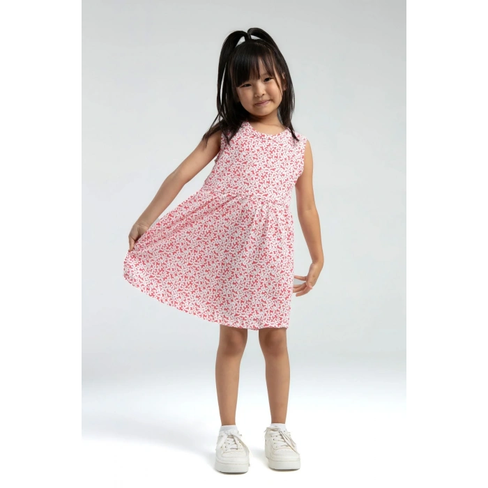 KIZ ÇOCUK ELBİSE - BEYAZ/CORAL