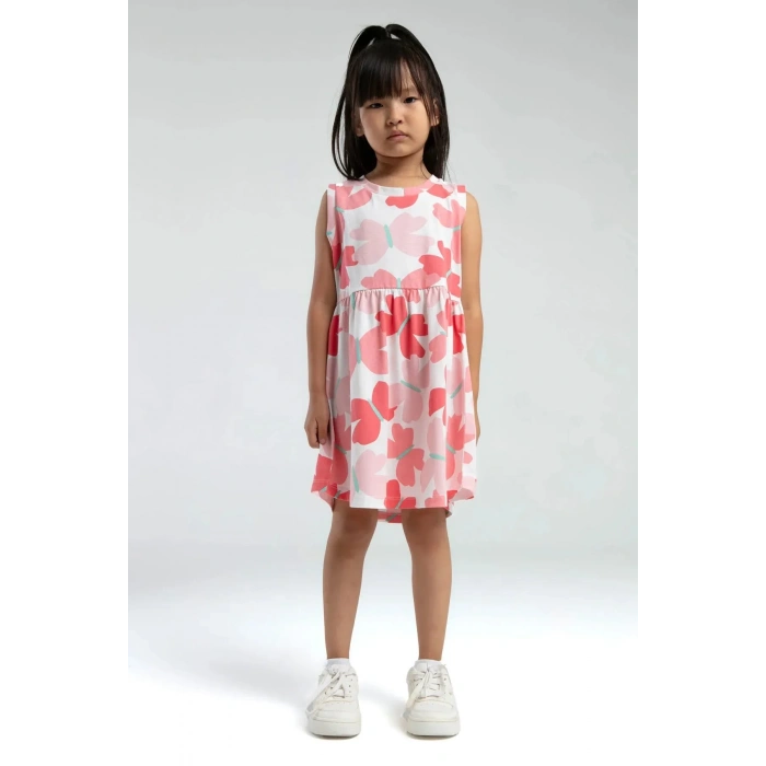 KIZ ÇOCUK ELBİSE - BEYAZ/CORAL