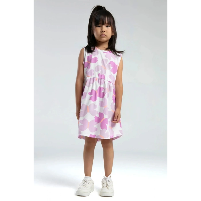 KIZ ÇOCUK ELBİSE - BEYAZ /MAUVE