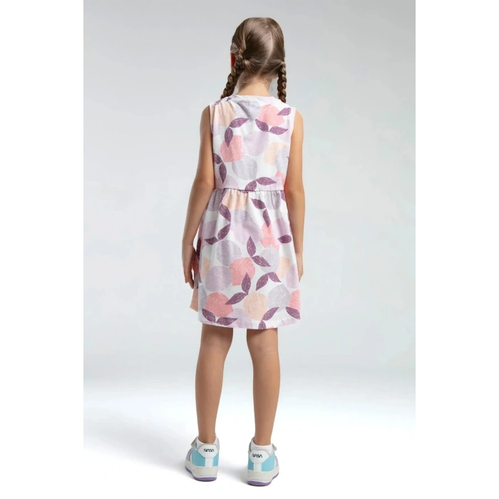 KIZ ÇOCUK ELBİSE - BEYAZ/SOMON