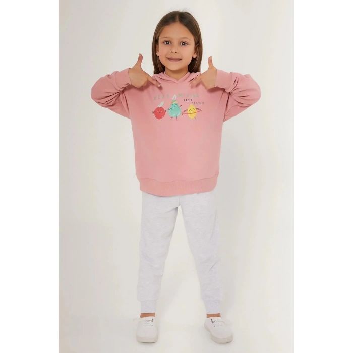 KIZ ÇOCUK EŞOFMAN TAKIM - RETRO PEMBE