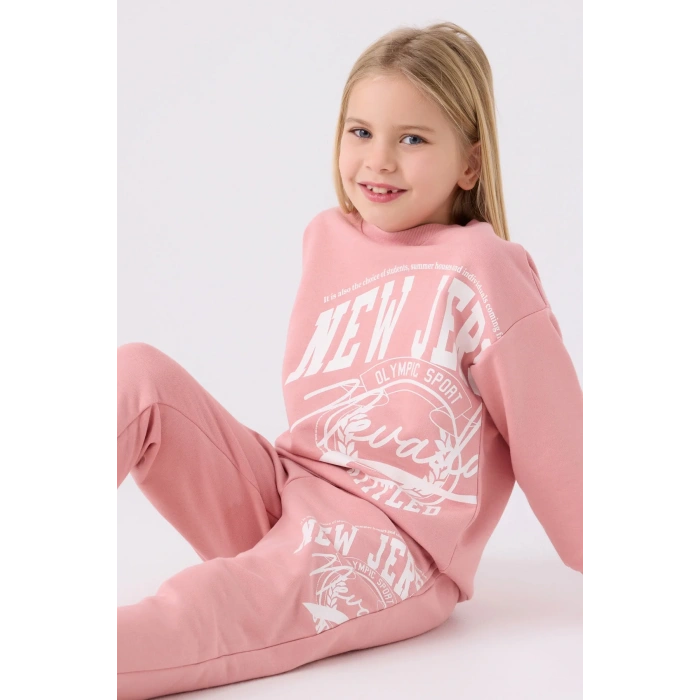 KIZ ÇOCUK EŞOFMAN TAKIM - RETRO PEMBE