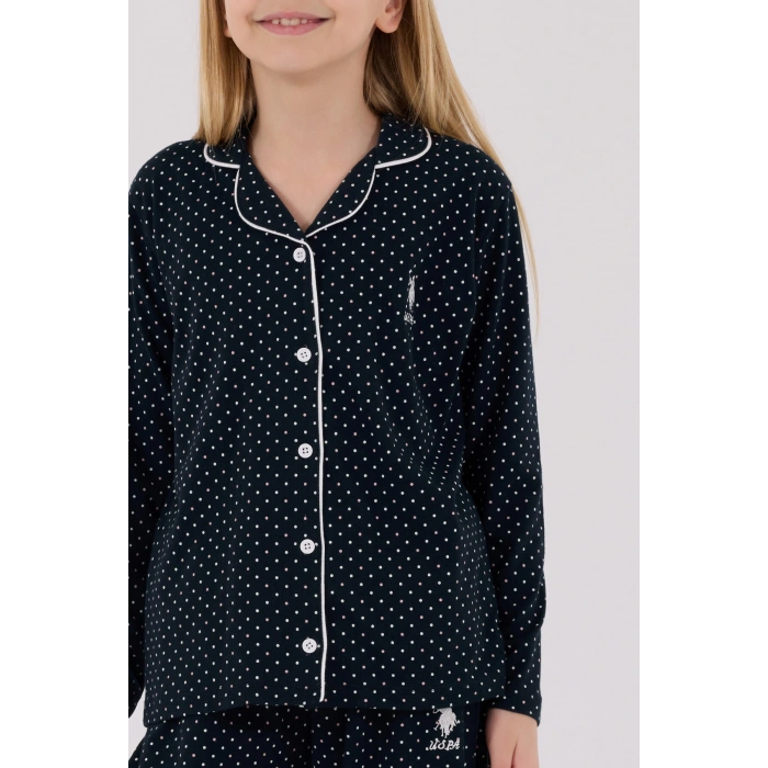 KIZ ÇOCUK GÖMLEK PİJAMA TAKIMI - LACİVERT