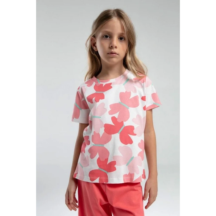 KIZ ÇOCUK KAPRİ TAKIM - BEYAZ/CORAL