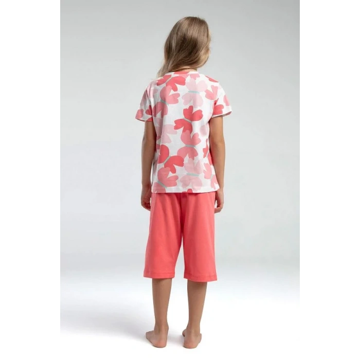 KIZ ÇOCUK KAPRİ TAKIM - BEYAZ/CORAL