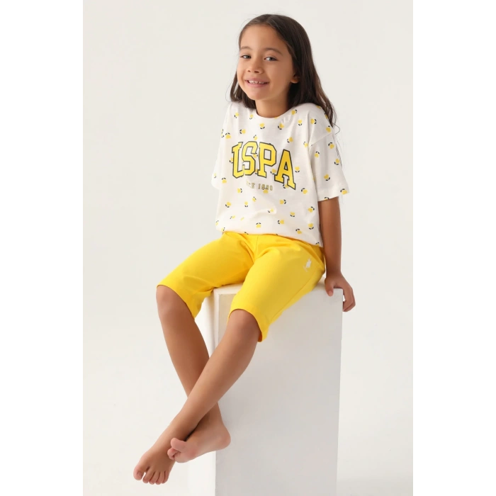 KIZ ÇOCUK KAPRİ TAKIM - KREM SARI