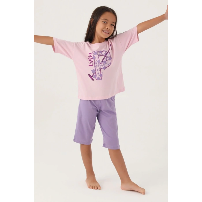 KIZ ÇOCUK KAPRİ TAKIM - TOZ PEMBE