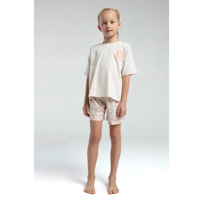 KIZ ÇOCUK ŞORT TAKIM - AÇIK BEJ