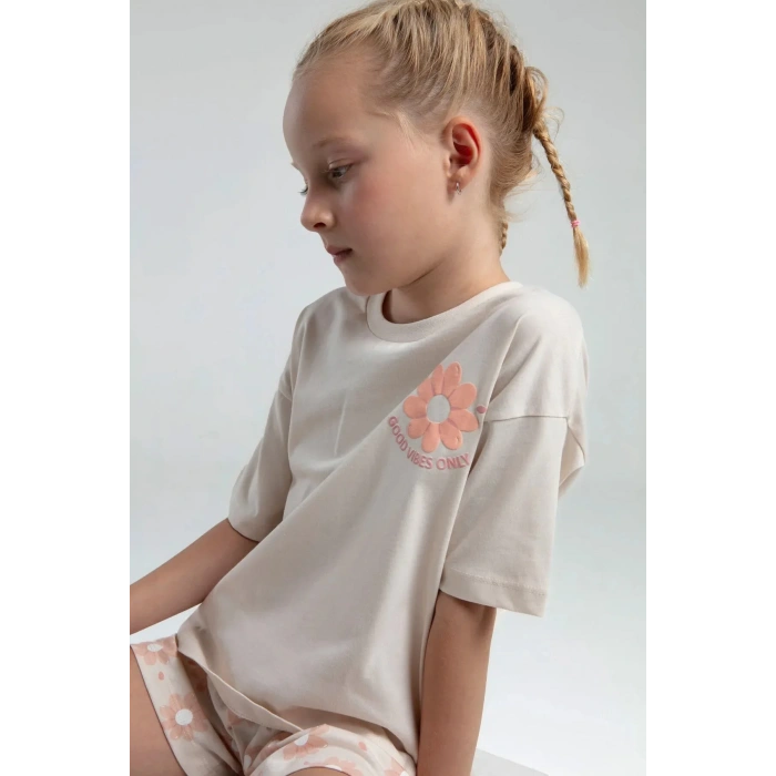 KIZ ÇOCUK ŞORT TAKIM - AÇIK BEJ