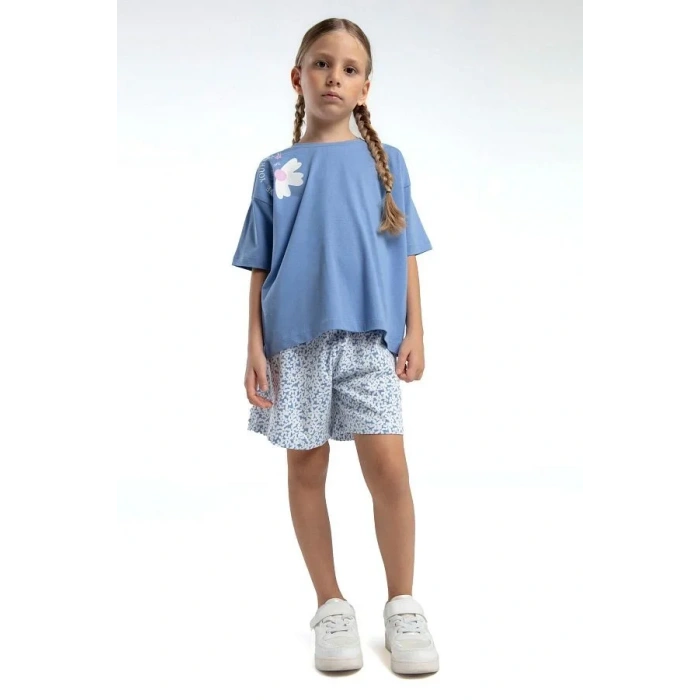 KIZ ÇOCUK ŞORT TAKIM - AÇIK İNDİGO