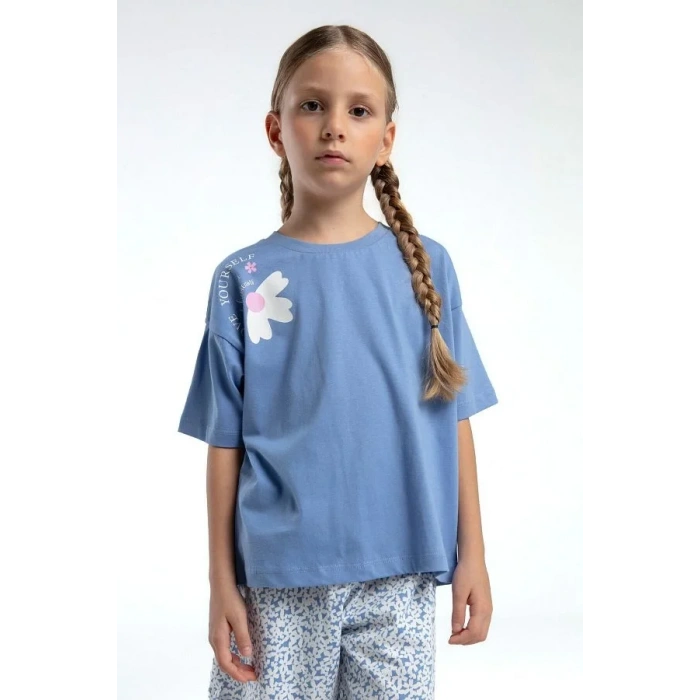 KIZ ÇOCUK ŞORT TAKIM - AÇIK İNDİGO