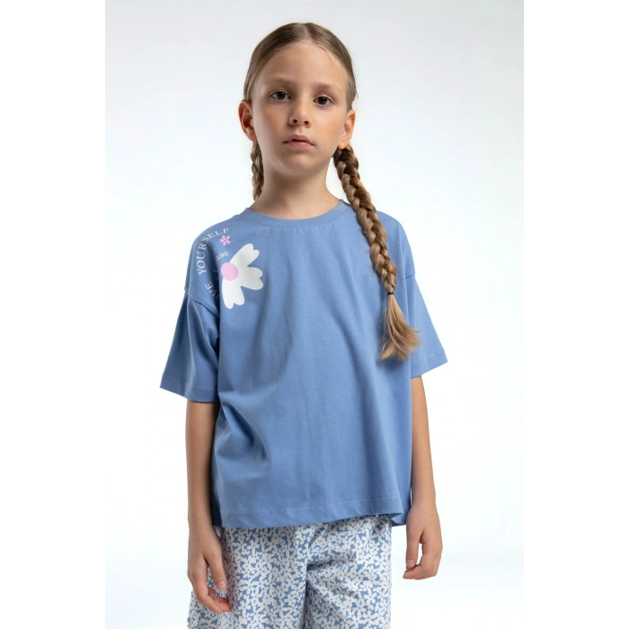 KIZ ÇOCUK ŞORT TAKIM - AÇIK İNDİGO