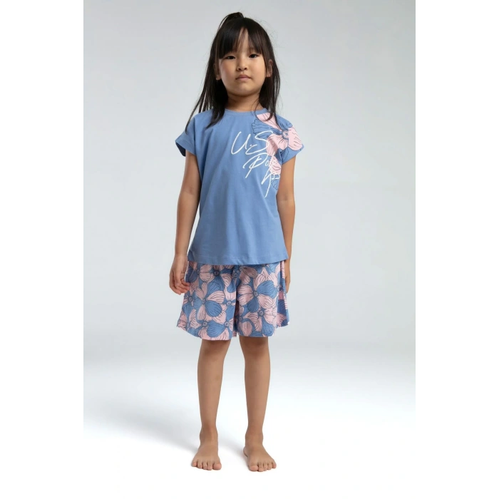 KIZ ÇOCUK ŞORT TAKIM - AÇIK İNDİGO