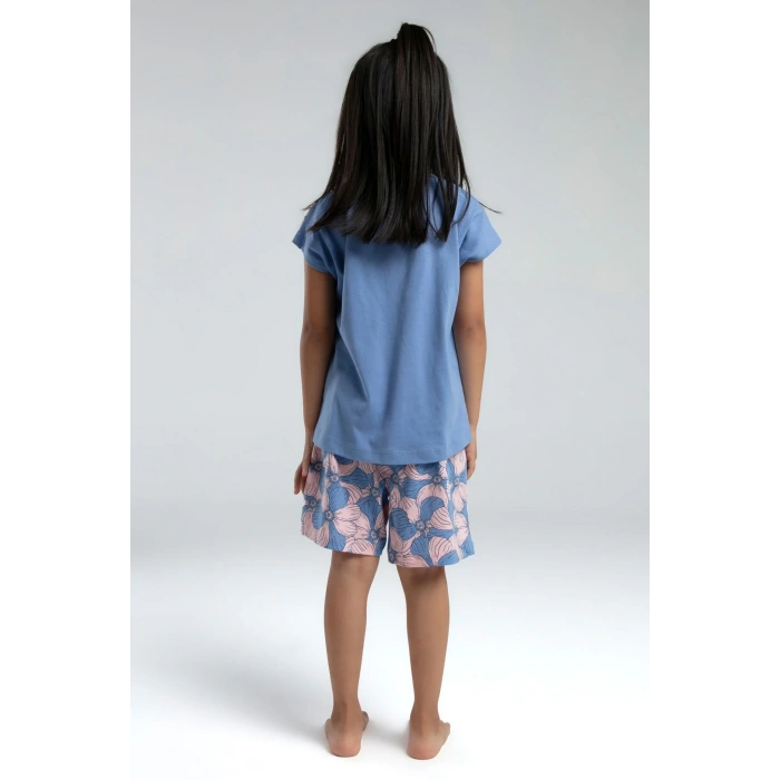 KIZ ÇOCUK ŞORT TAKIM - AÇIK İNDİGO