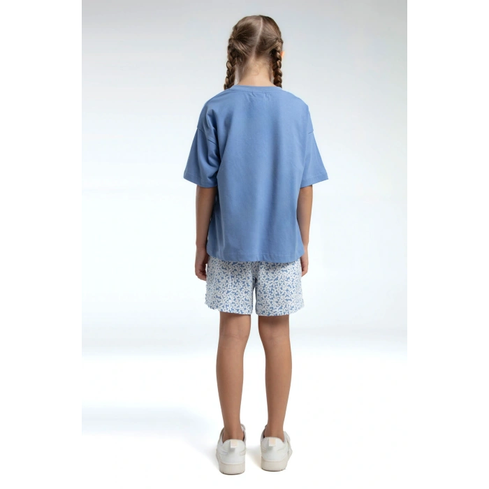 KIZ ÇOCUK ŞORT TAKIM - AÇIK İNDİGO