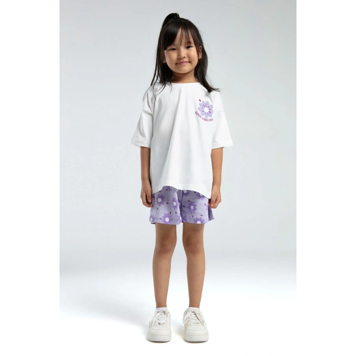 KIZ ÇOCUK ŞORT TAKIM - Beyaz