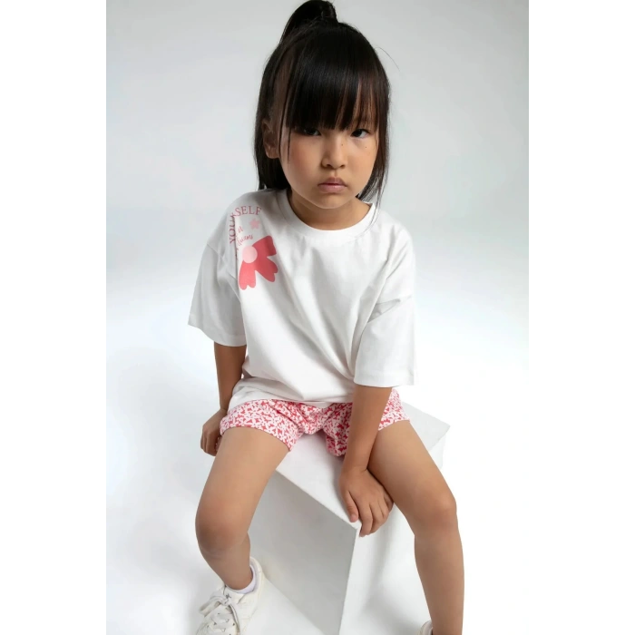 KIZ ÇOCUK ŞORT TAKIM - Beyaz