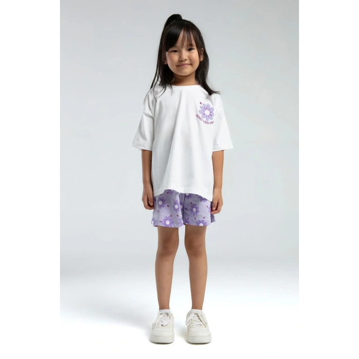 KIZ ÇOCUK ŞORT TAKIM - Beyaz