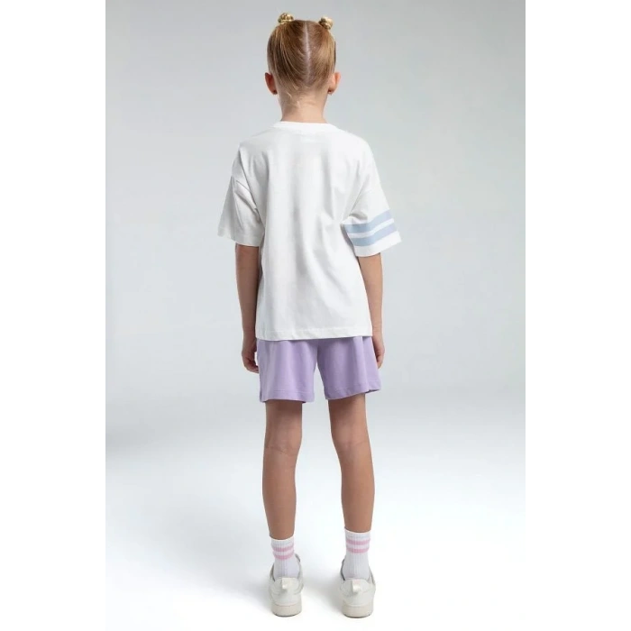 KIZ ÇOCUK ŞORT TAKIM - BEYAZ/LİLA