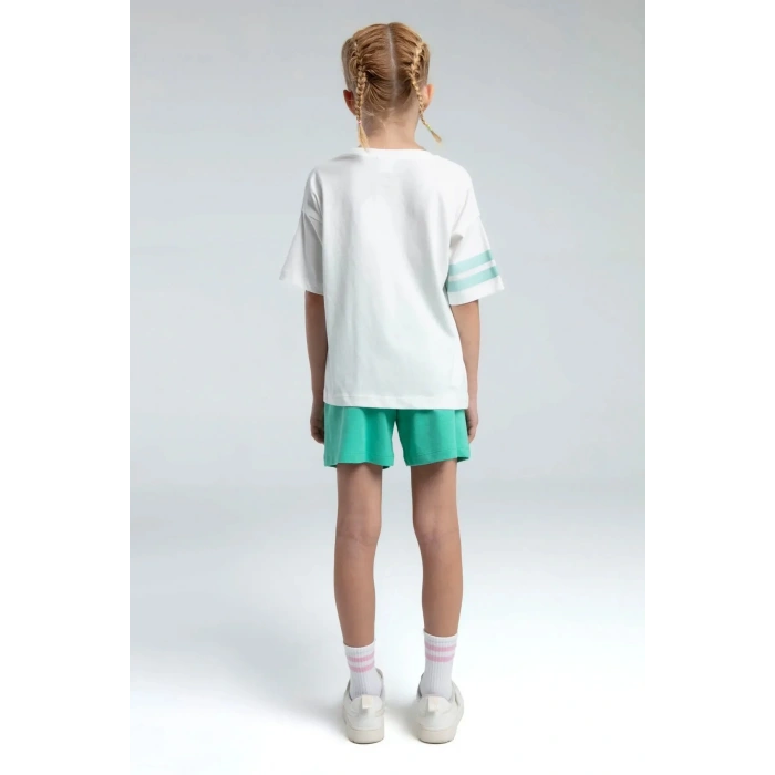 KIZ ÇOCUK ŞORT TAKIM - BEYAZ/MİNT
