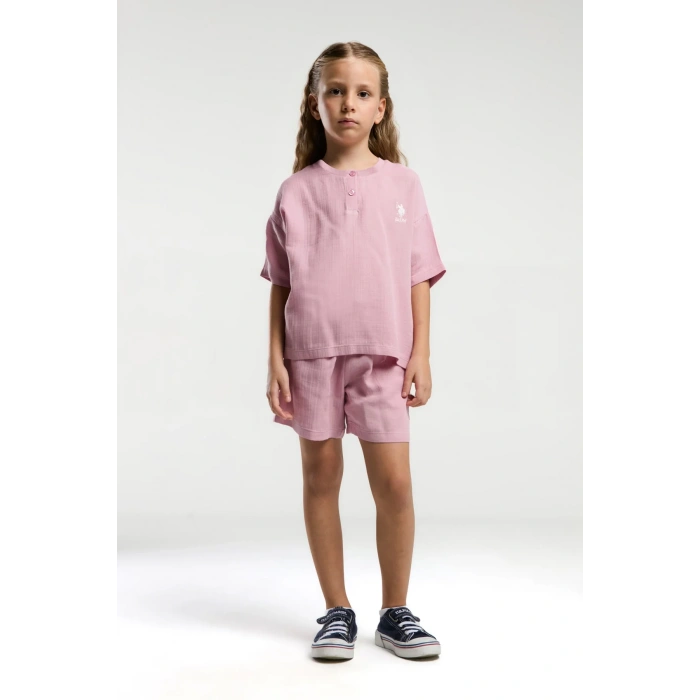 KIZ ÇOCUK ŞORT TAKIM - GÜL KURUSU