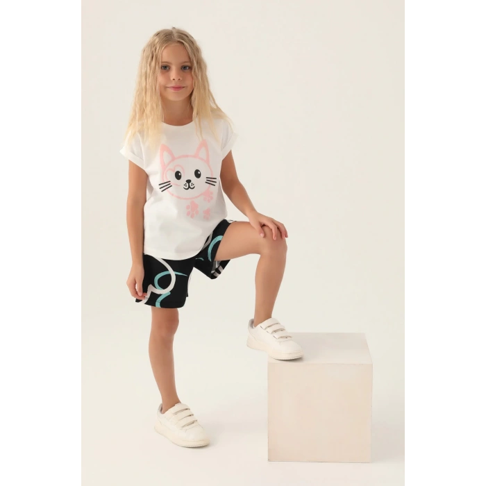 KIZ ÇOCUK ŞORT TAKIM - KREM