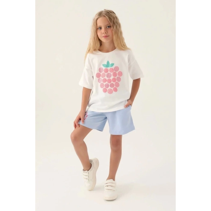 KIZ ÇOCUK ŞORT TAKIM - KREM