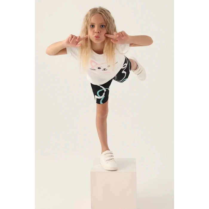 KIZ ÇOCUK ŞORT TAKIM - KREM