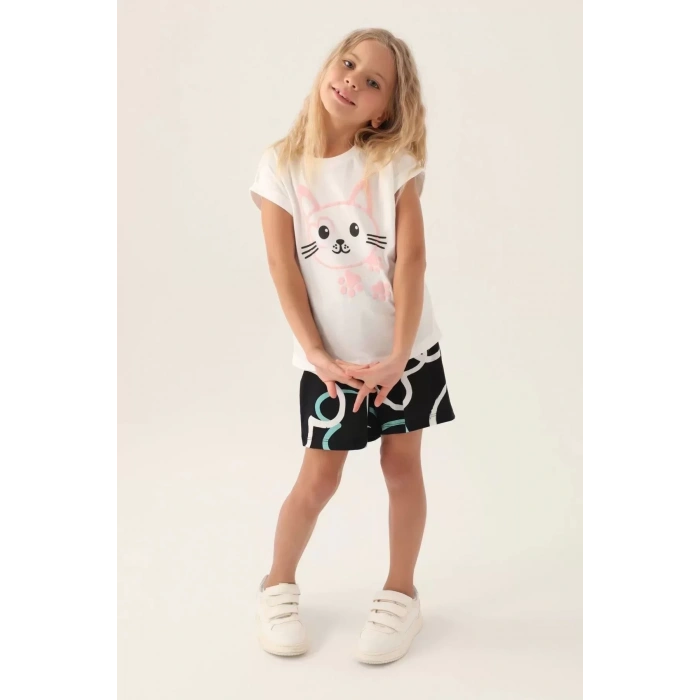 KIZ ÇOCUK ŞORT TAKIM - KREM