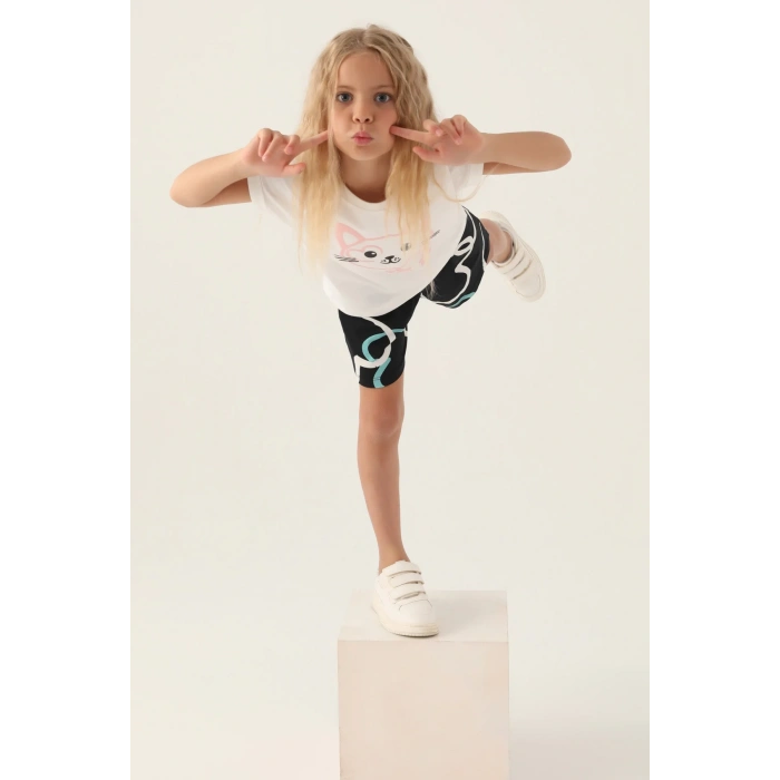 KIZ ÇOCUK ŞORT TAKIM - KREM