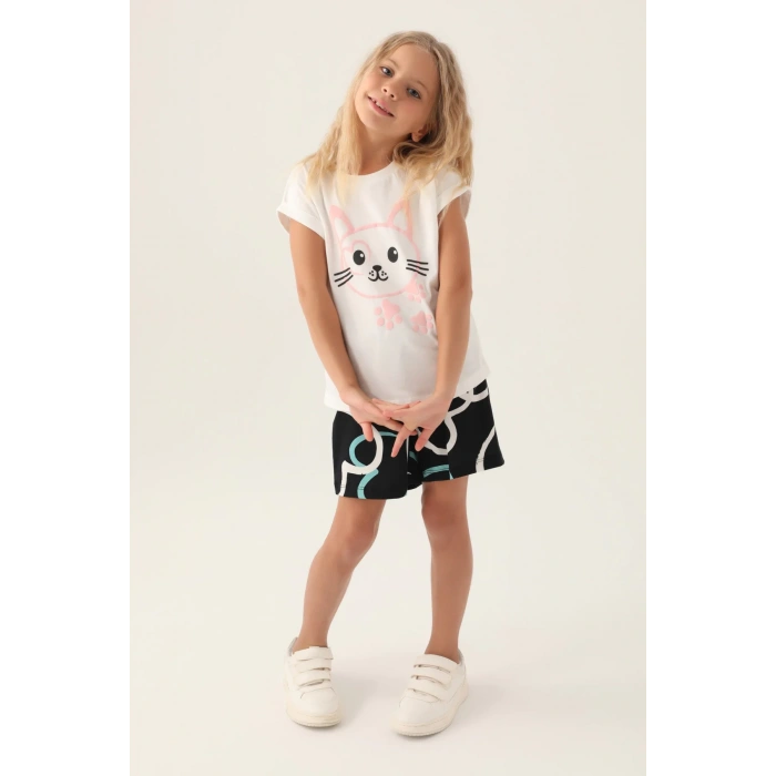 KIZ ÇOCUK ŞORT TAKIM - KREM