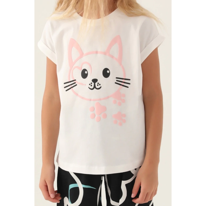 KIZ ÇOCUK ŞORT TAKIM - KREM