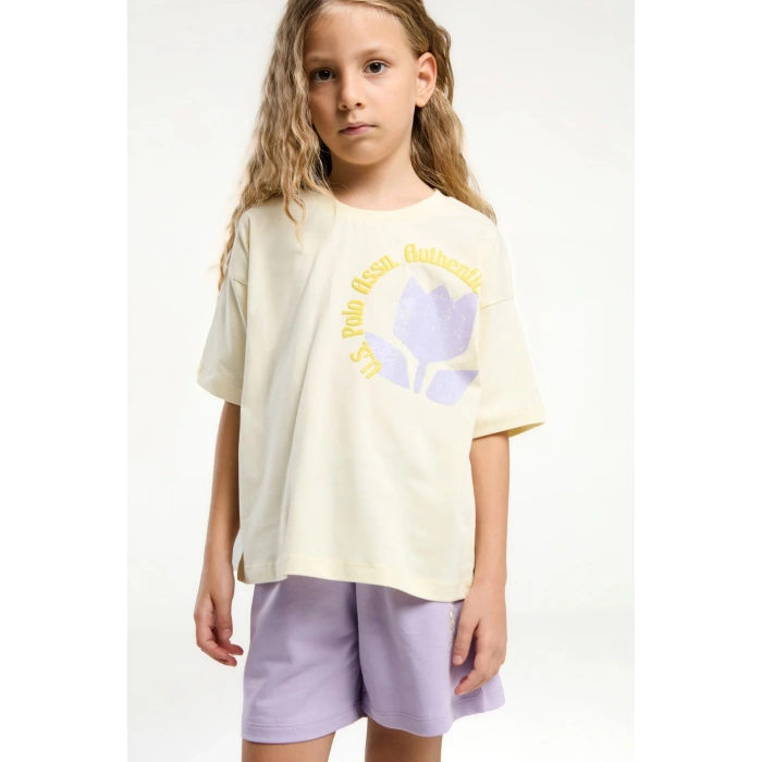 KIZ ÇOCUK ŞORT TAKIM - KREM