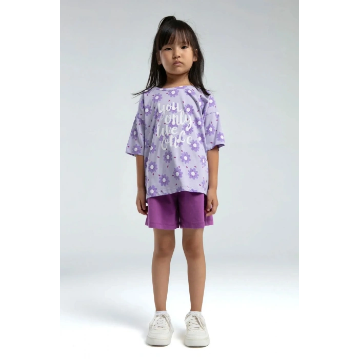 KIZ ÇOCUK ŞORT TAKIM - LİLA