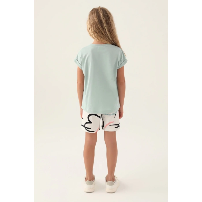 KIZ ÇOCUK ŞORT TAKIM - SU YEŞİLİ