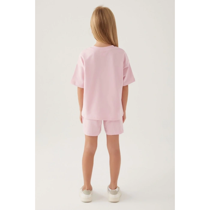 KIZ ÇOCUK ŞORT TAKIM - TOZ PEMBE