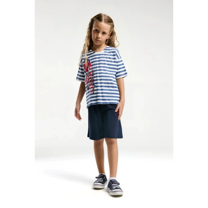 KIZ GARSON BERMUDA TAKIM - GECE MAVİSİ