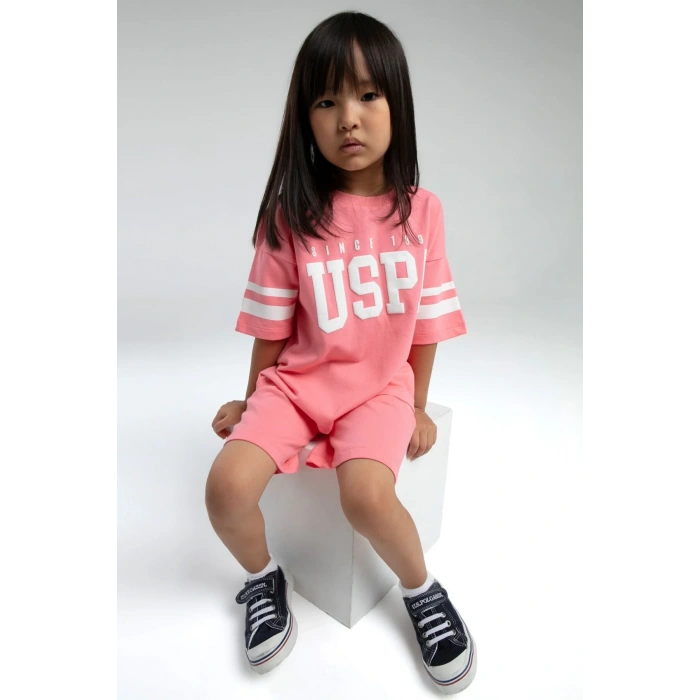 KIZ GARSON BERMUDA TAKIM - NEON PEMBE