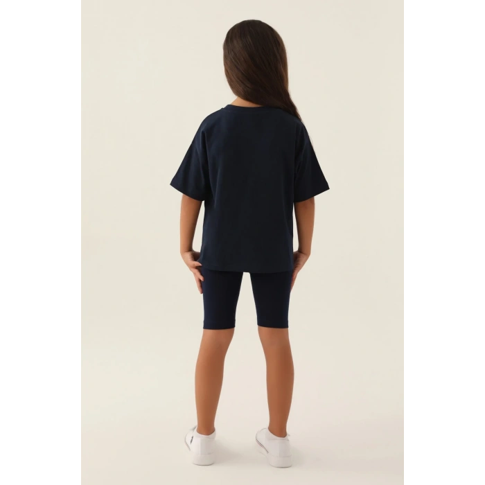 KIZ GARSON BERMUDA TAYT TAKIM - LACİVERT