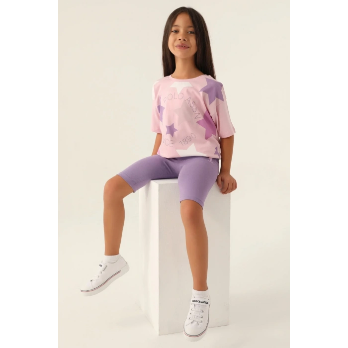 KIZ GARSON BERMUDA TAYT TAKIM - TOZ PEMBE