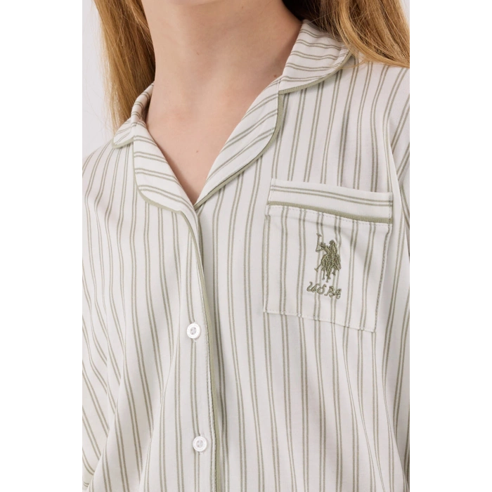 KIZ GARSON GÖMLEK PİJAMA TAKIMI - ÇAY YEŞİLİ