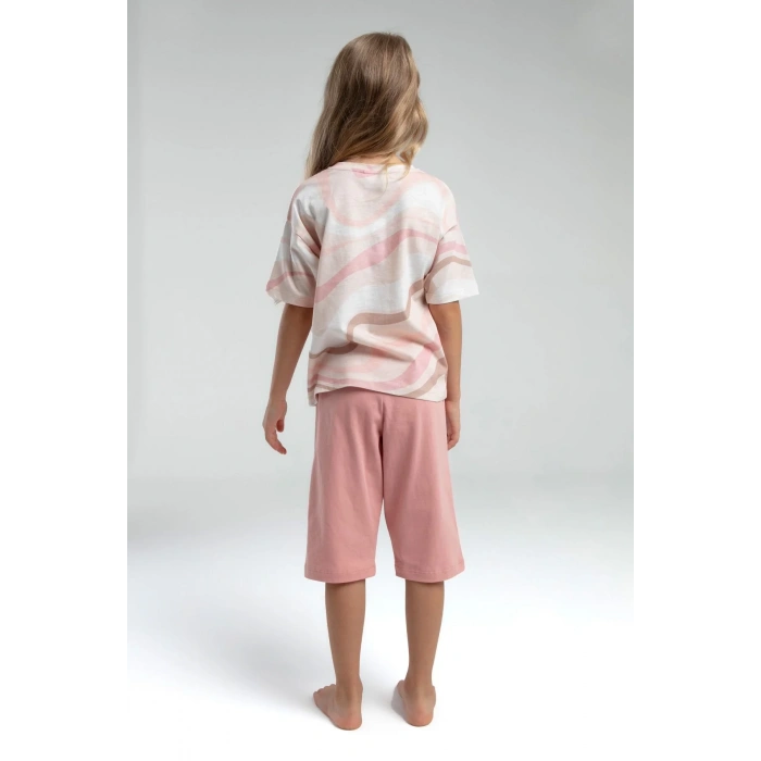 KIZ GARSON KAPRİ TAKIM - BEYAZ/SOMON